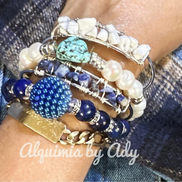 Howlite donuts and rose gold medium hoops charms dangle earrings - Picture 10 of 10